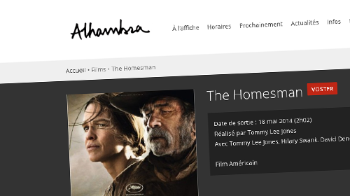 Page d’un film sur le site web du Cinéma Alhambra