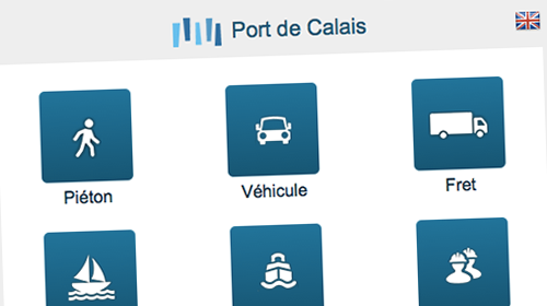 Page d’accueil du site mobile du port de Calais